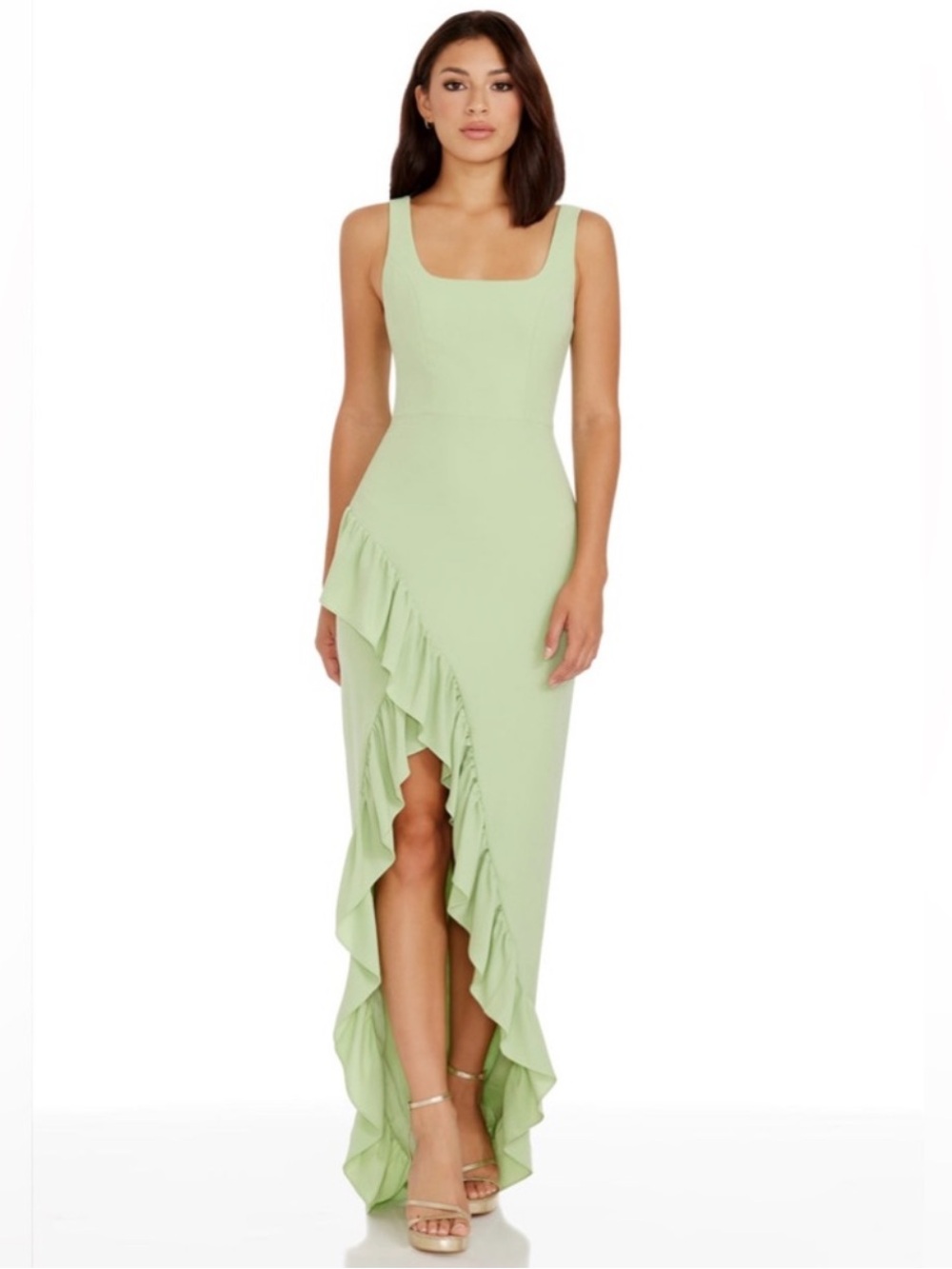 Dress The Population Charlene High-Low Dress Size Medium Green Sage Formal